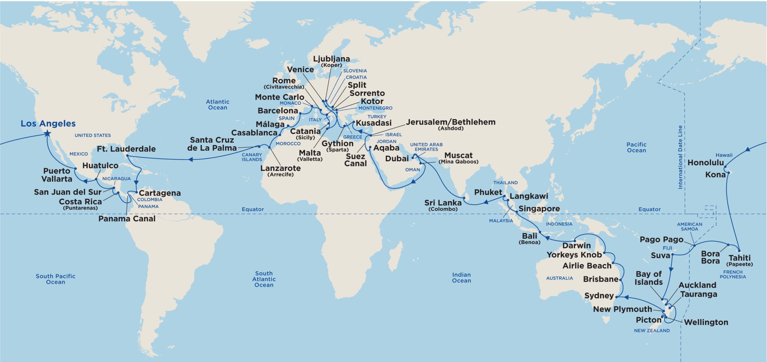 Princess 2024 World Cruise Itinerary - Glenn Kalinda