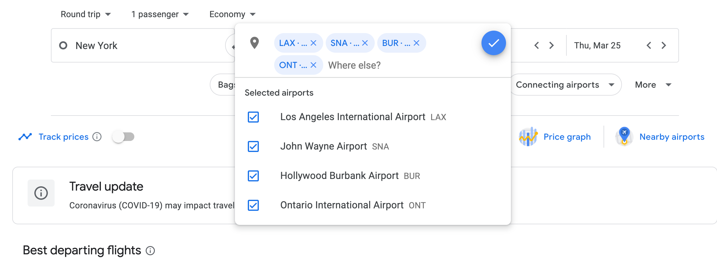 multi flight trip google