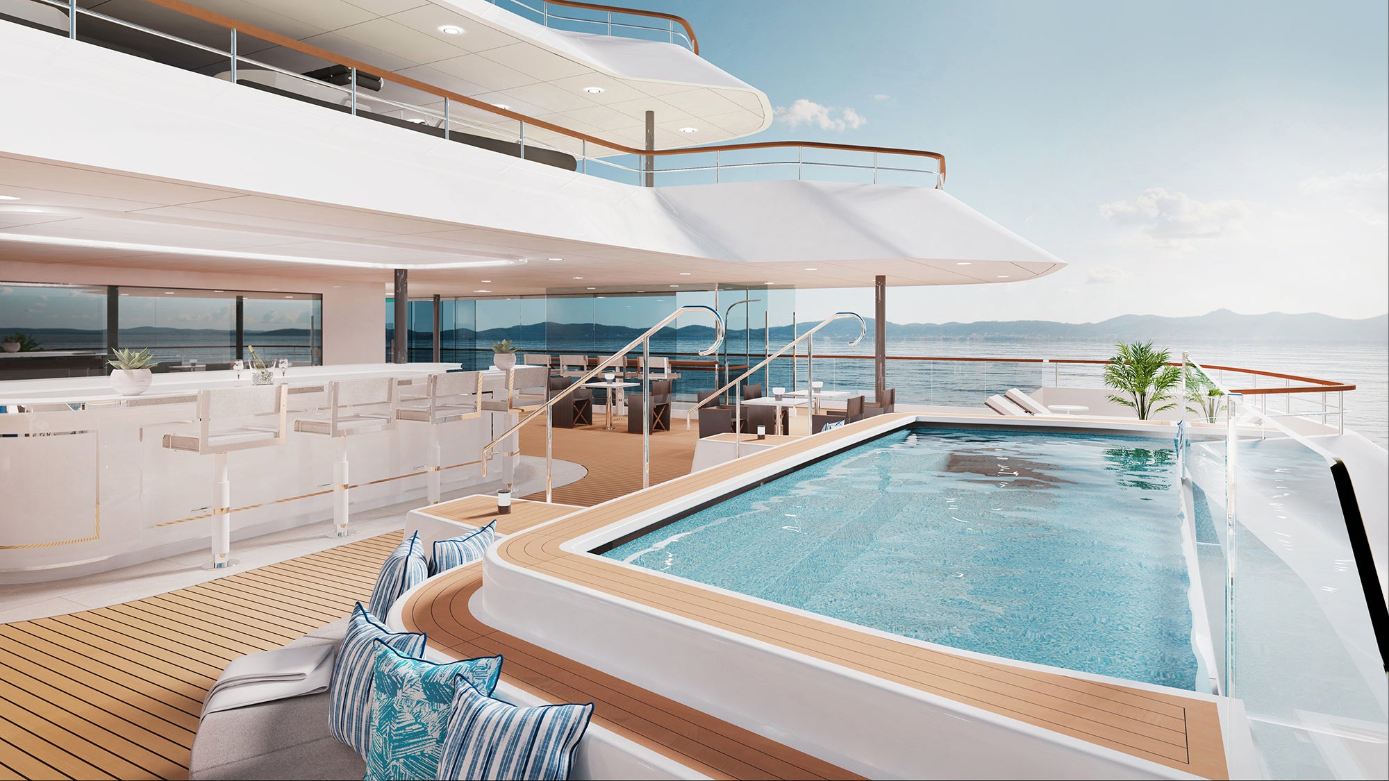 The pool by Mistral. (Rendering courtesy of The Ritz-Carlton Yacht Collection)