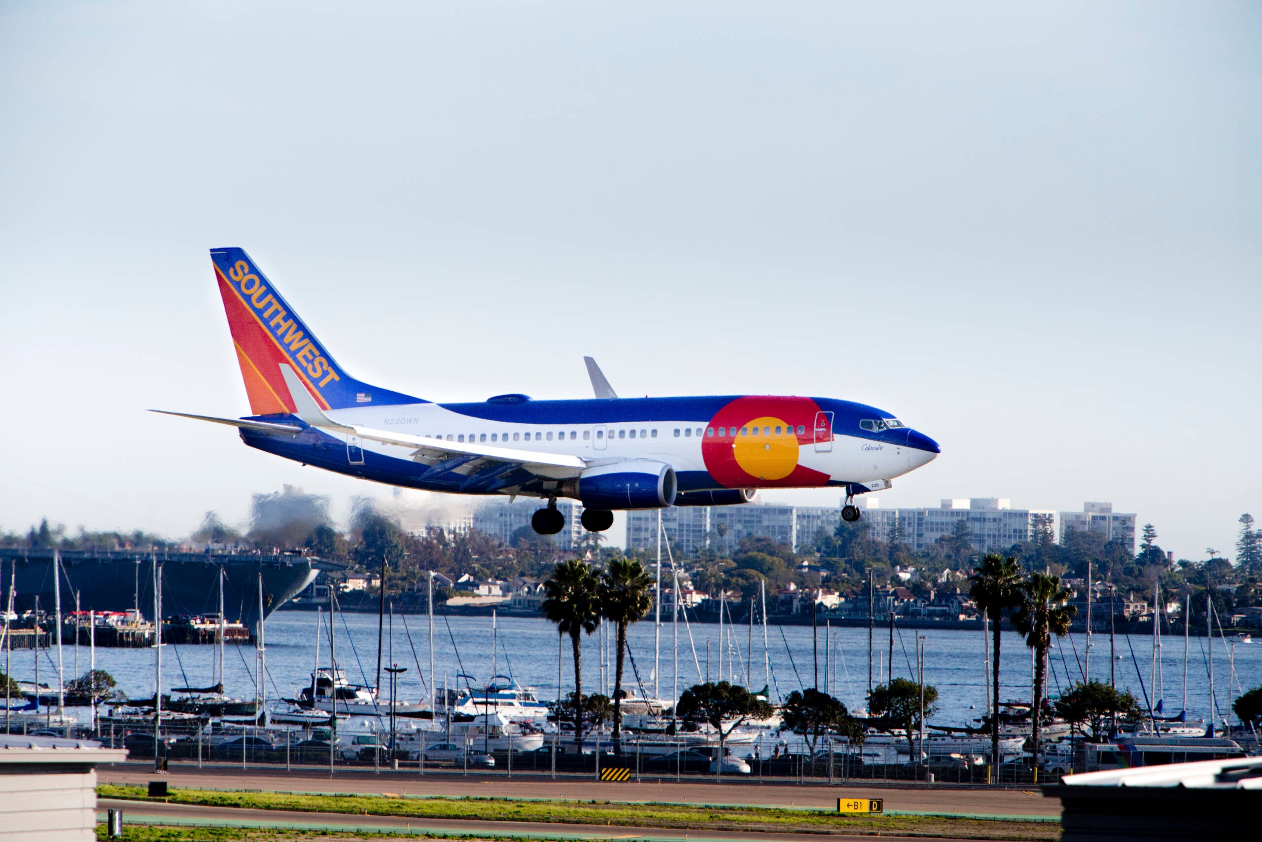 Southwest Boeing approaching airport