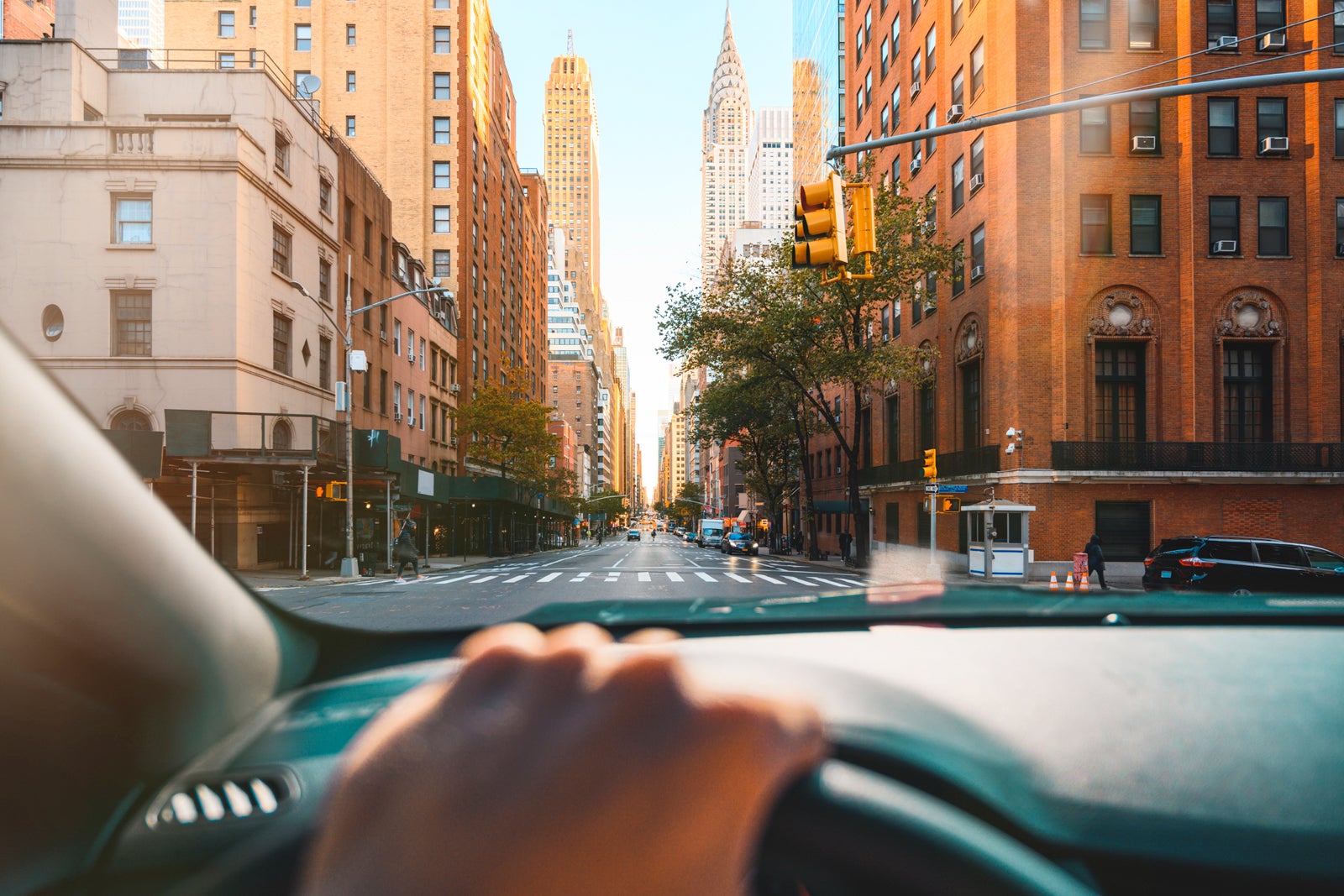 Personal perspective of person driving in New York City