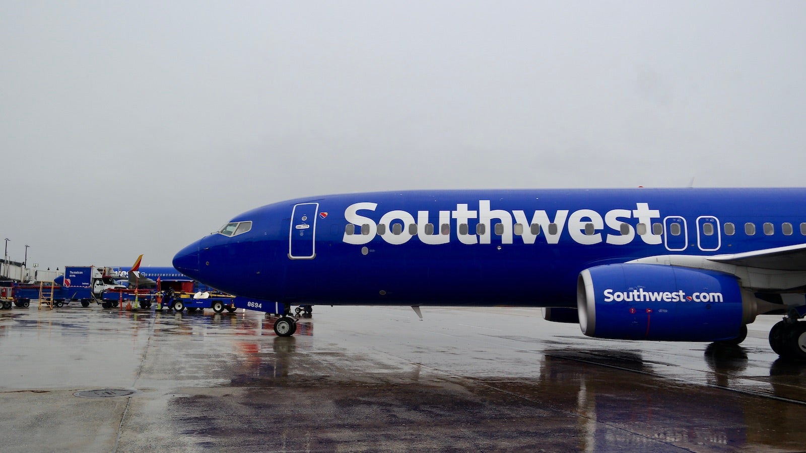 Southwest 737 pulling into gate