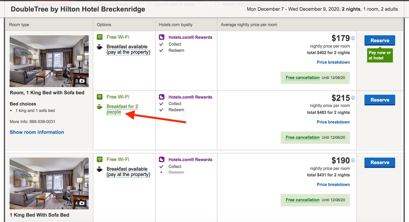 How to get free hotel breakfast