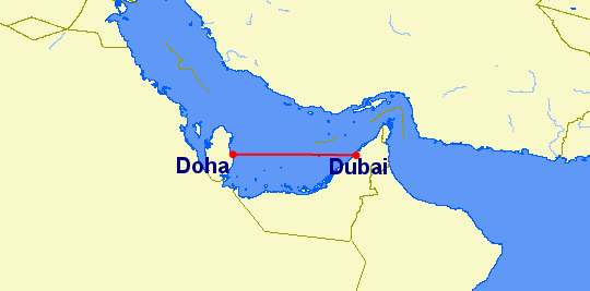 The 235 mile journey from Dubai to Doha that took over 8 hours