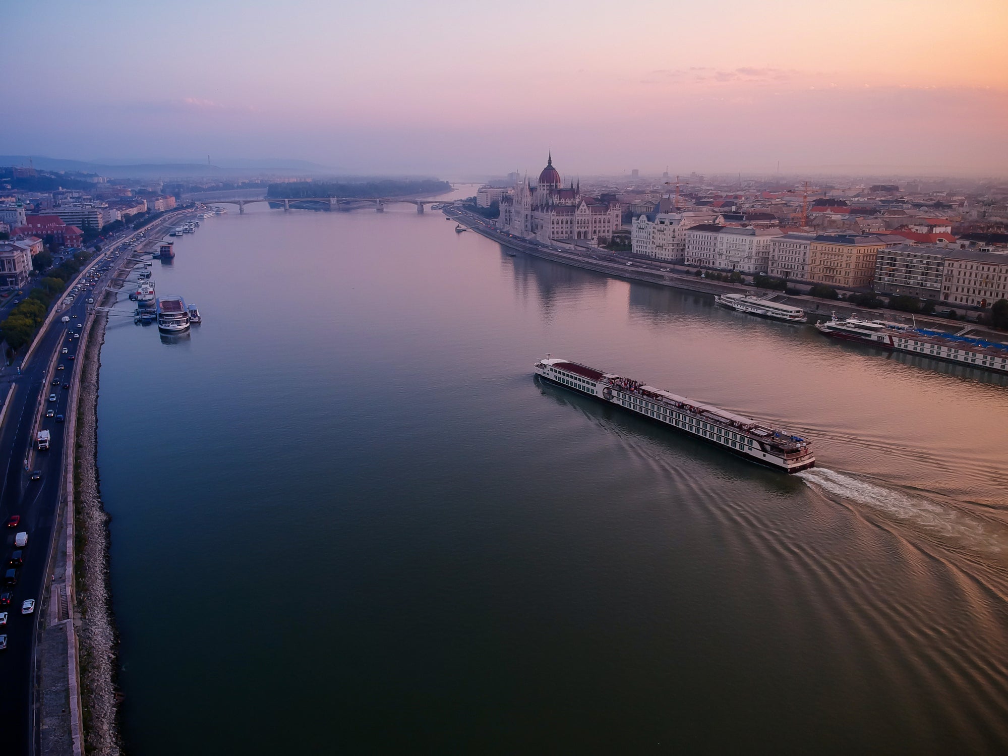 Calm Danube river in an early morning