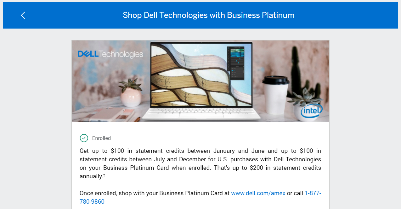 Amex Business Platinum Dell credit info