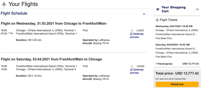 Lufthansa's Boeing 747-8 (and first class) returns to the US in March