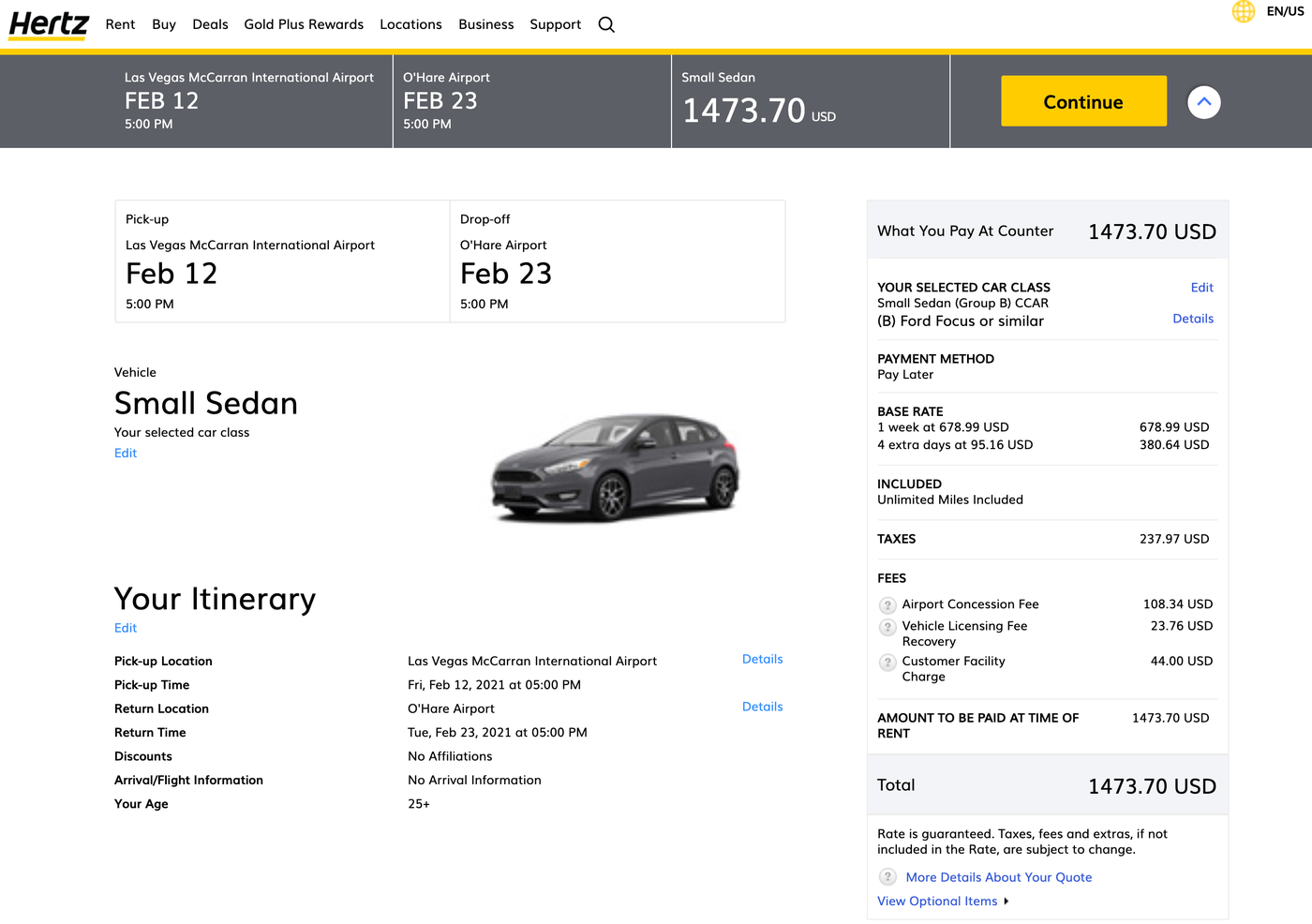 hertz rental prices