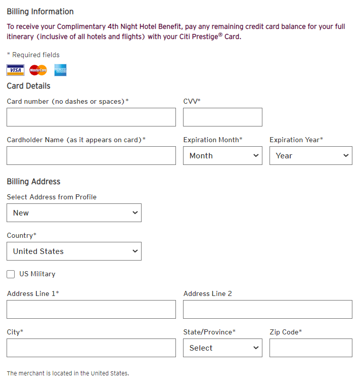 Booking a Citi Prestige 4th night stay benefit