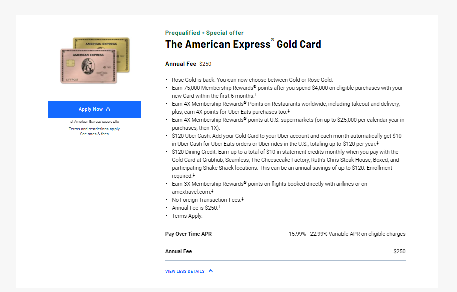 Increased Amex Platinum, Amex Gold offers via Cardmatch The