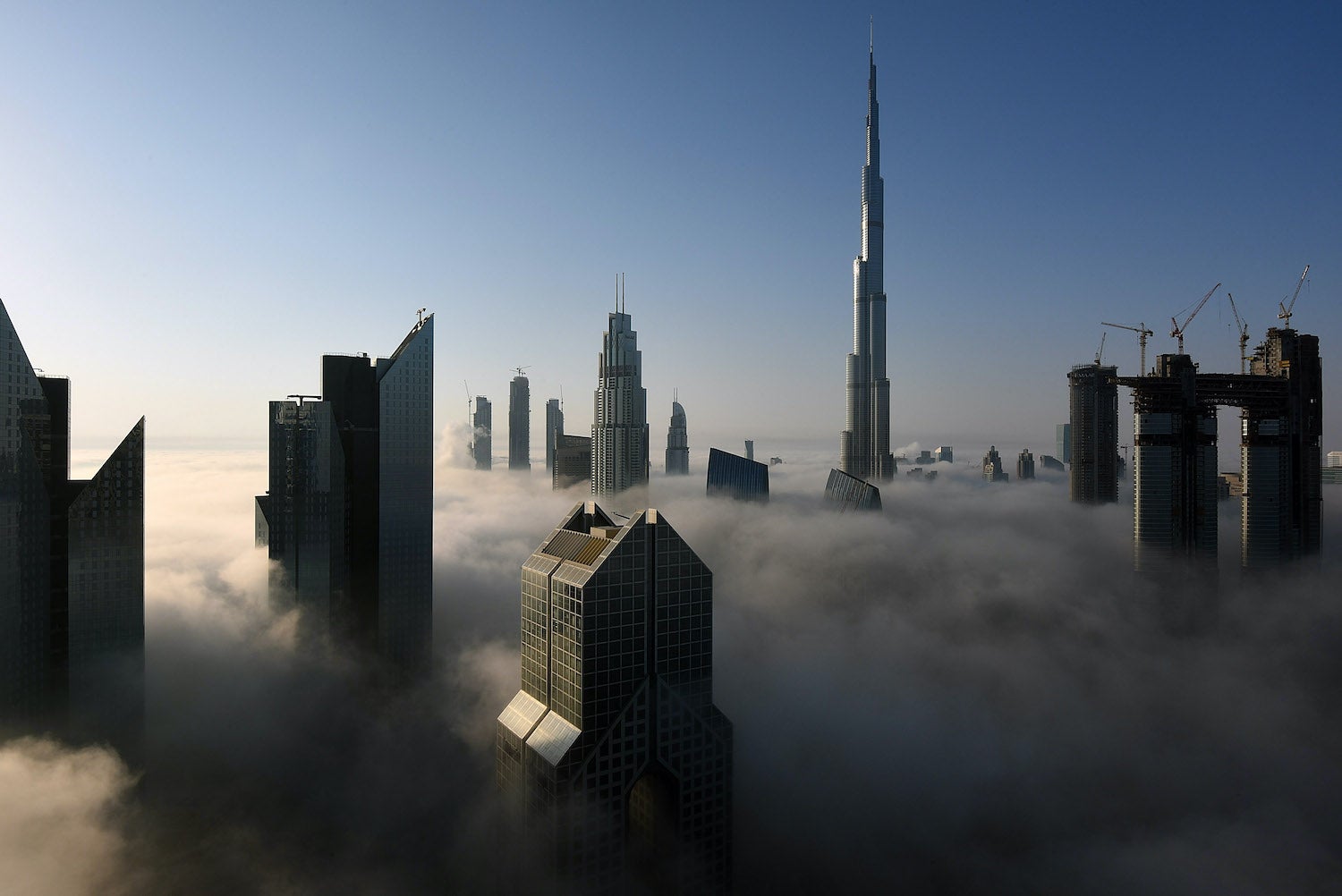 Dubai buildings in the fog