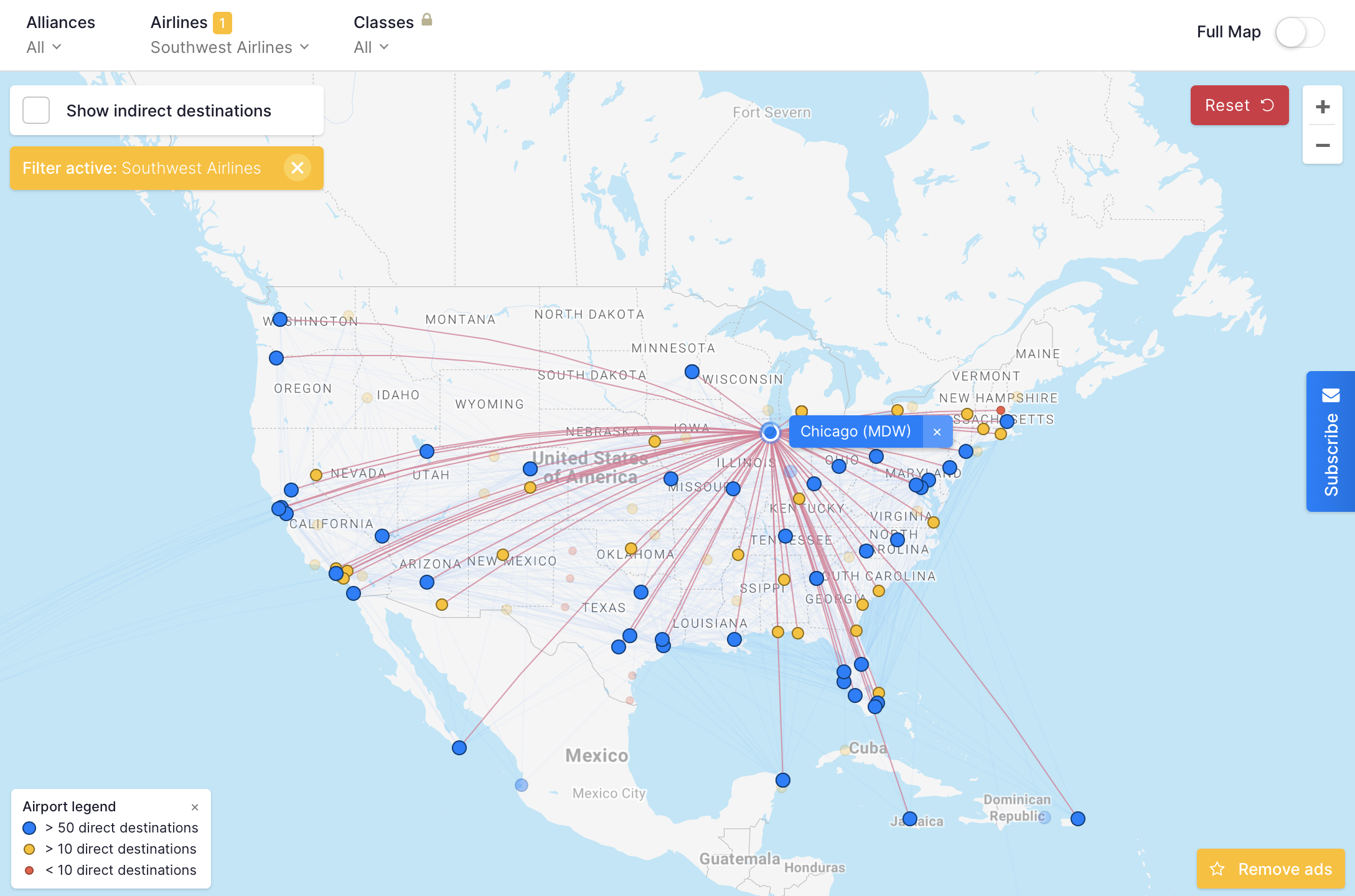 southwest airlines travel map