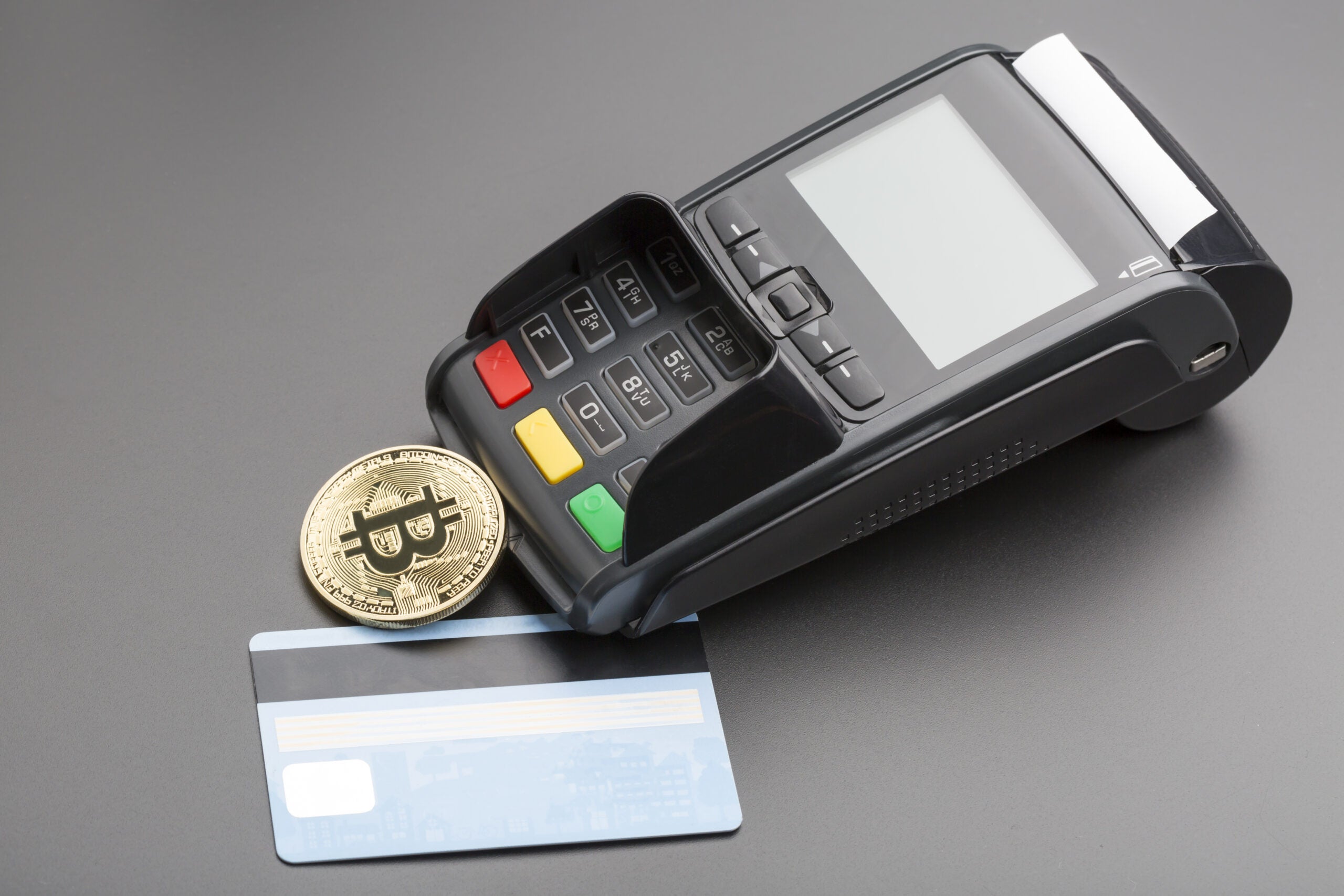 Bitcoin,credit,Card,And,Pos-terminal.business,Concept