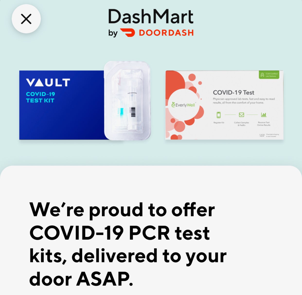 I ordered a COVID19 test through DoorDash here�s what