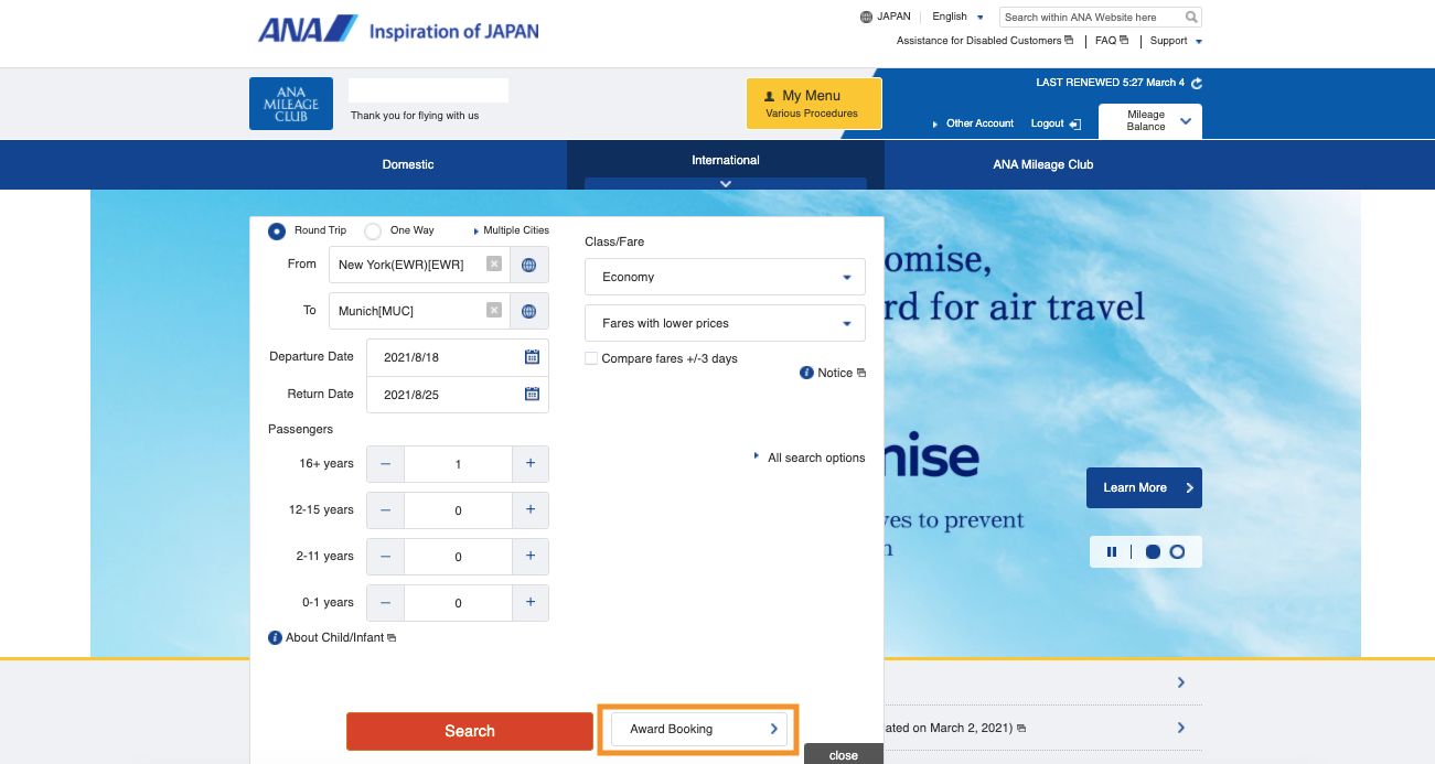 LOT Polish Airlines [LO], Partner Airlines, ANA Mileage Club