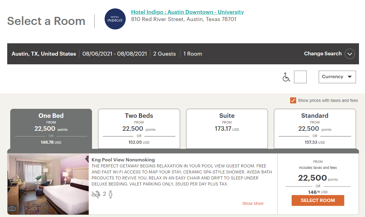 IHG pricing example in Austin, TX