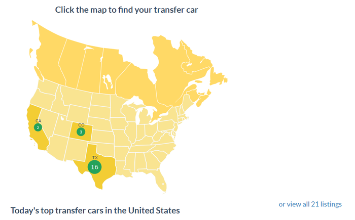 Transfercar map for March 2021
