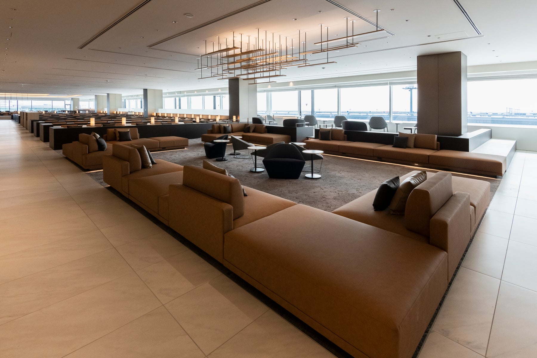 seating at a large airport lounge before visitors come in