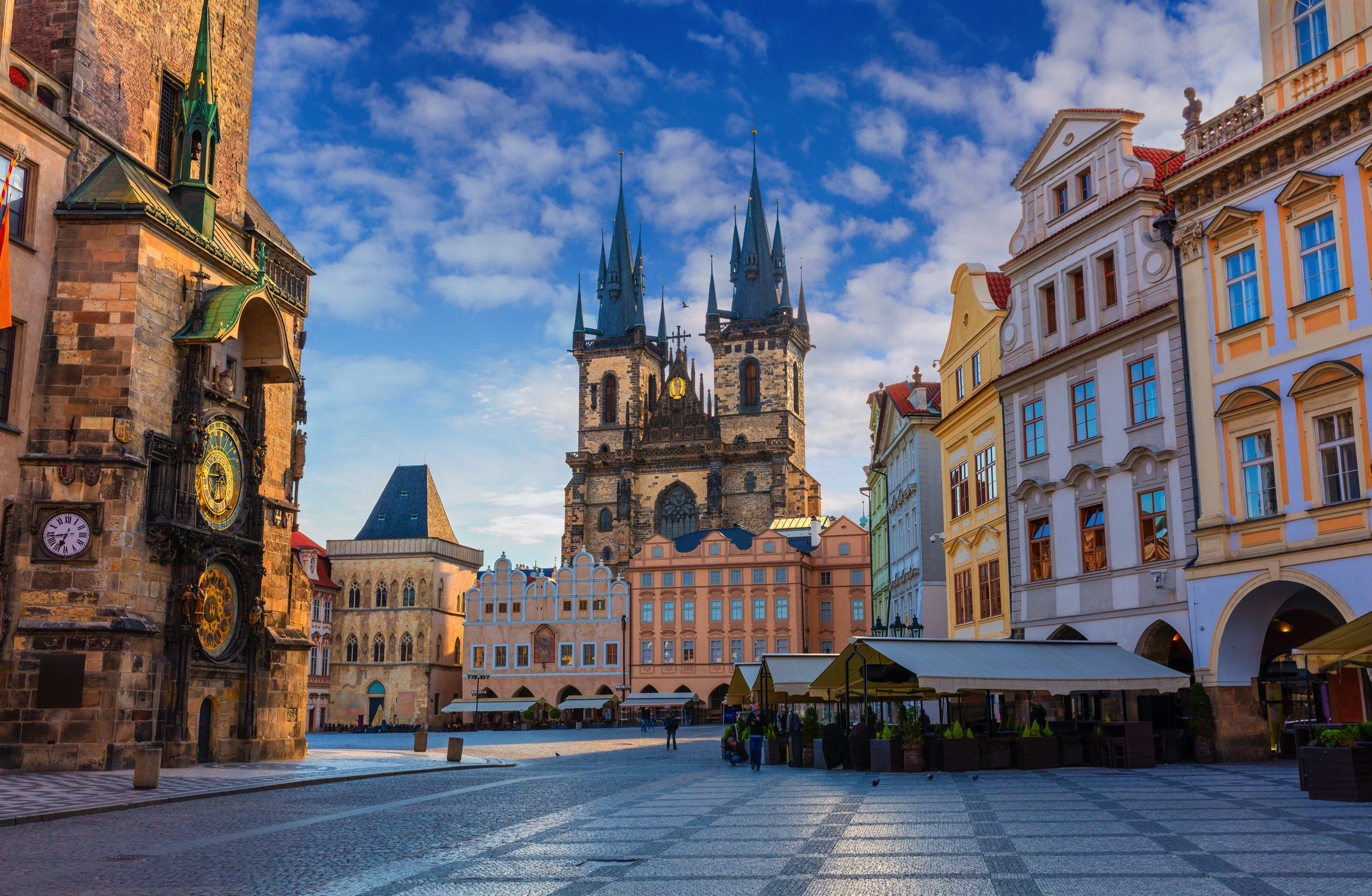 An empty Old Town Square in Prague