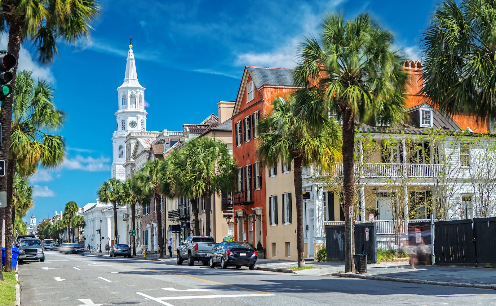 St. Michaels Church and Broad St. in Charleston, SC