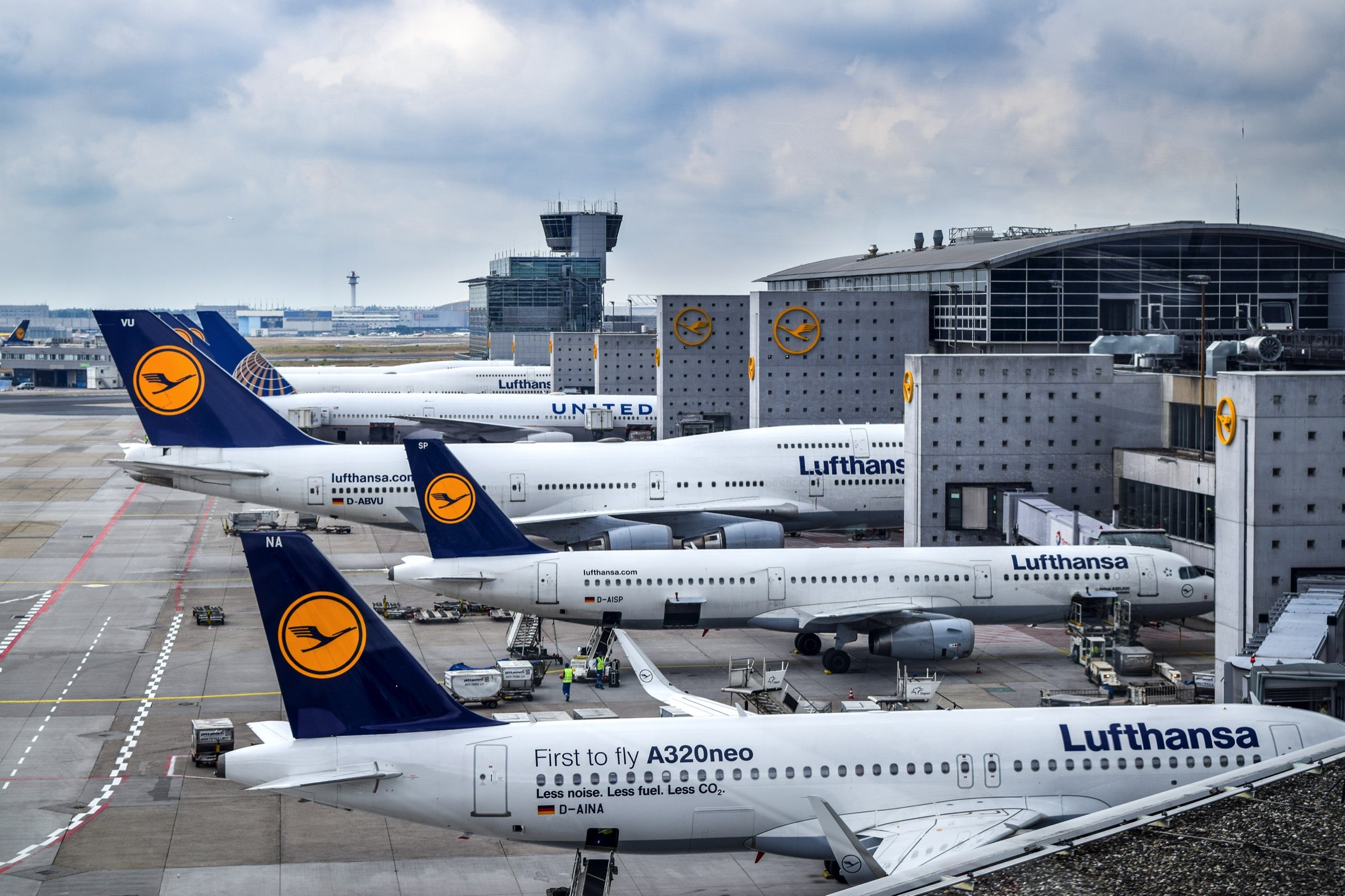 Lufthansa and United planes at the gate in Frankfurt airport