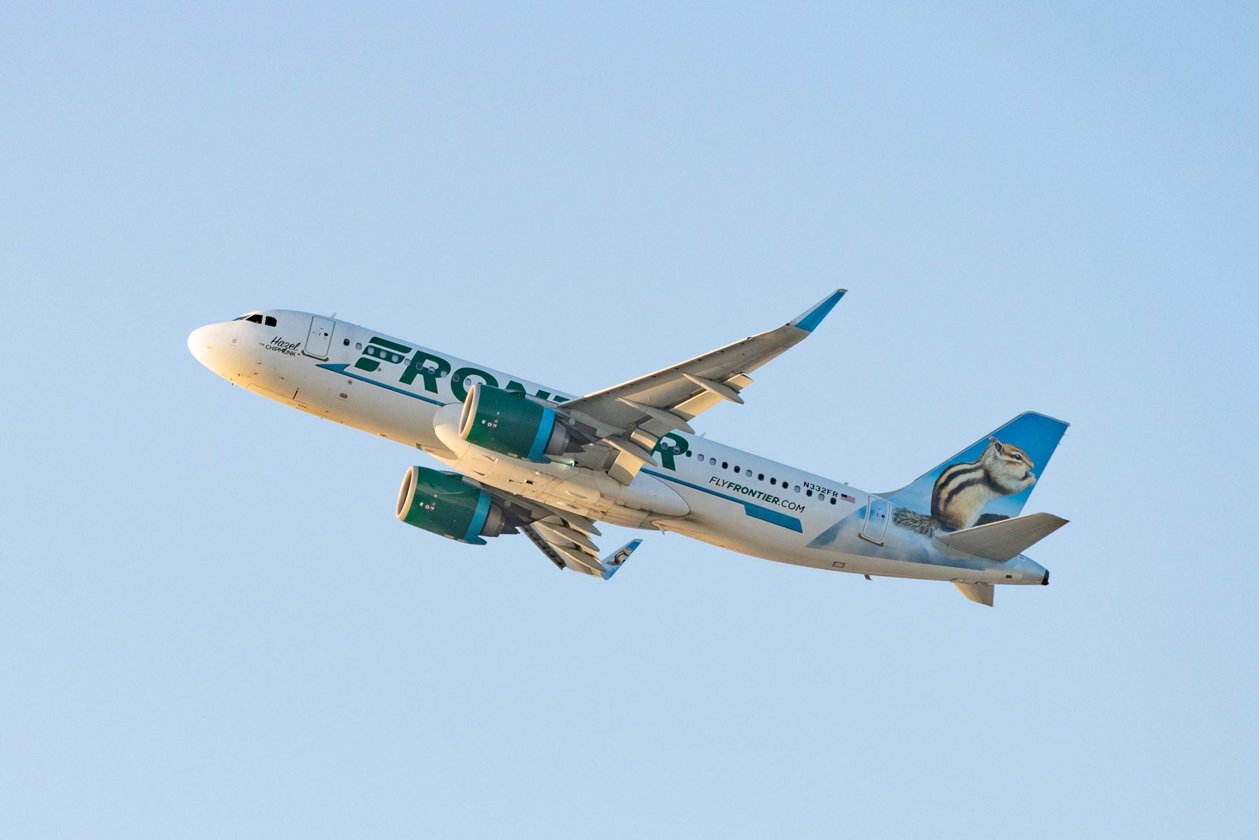LOS ANGELES, CA - AUGUST 27: Frontier Airlines Airbus A320 takes off from Los Angeles international Airport on August 27, 2020 in Los Angeles, California. (Photo by AaronP/Bauer-Griffin/GC Images)