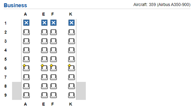 Qatar A350-900 without Qsuites in business