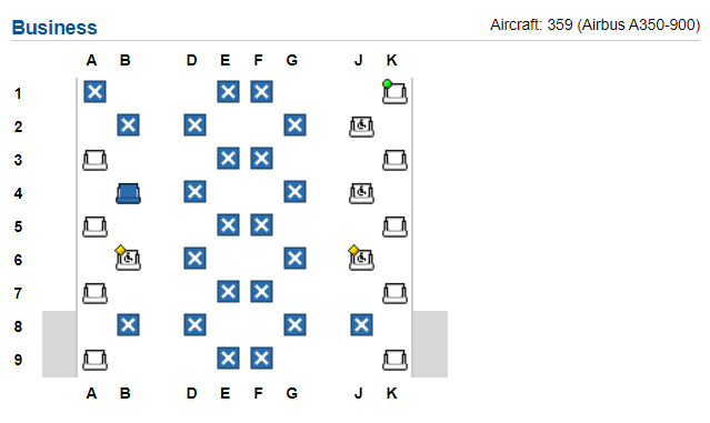 Qatar A350-900 with Qsuites in business