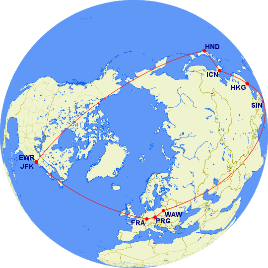 ANA round-the-world example map