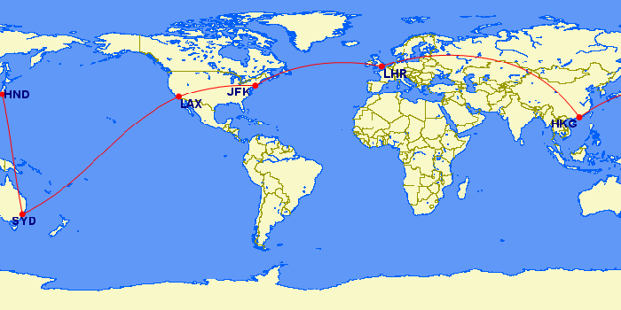 Benji round-the-world itinerary