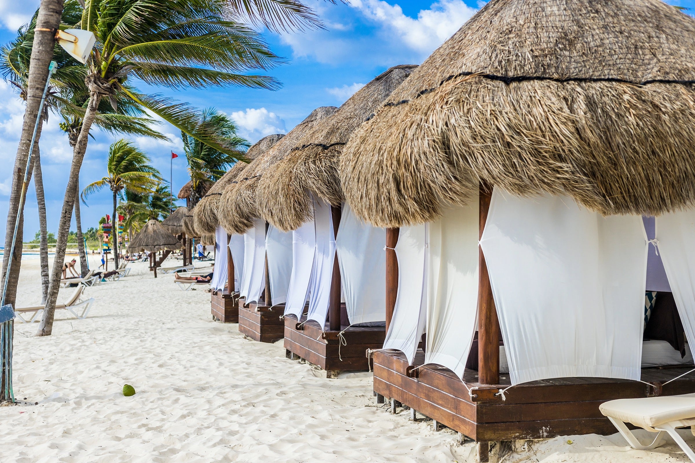 Cabanas on a tropical beach