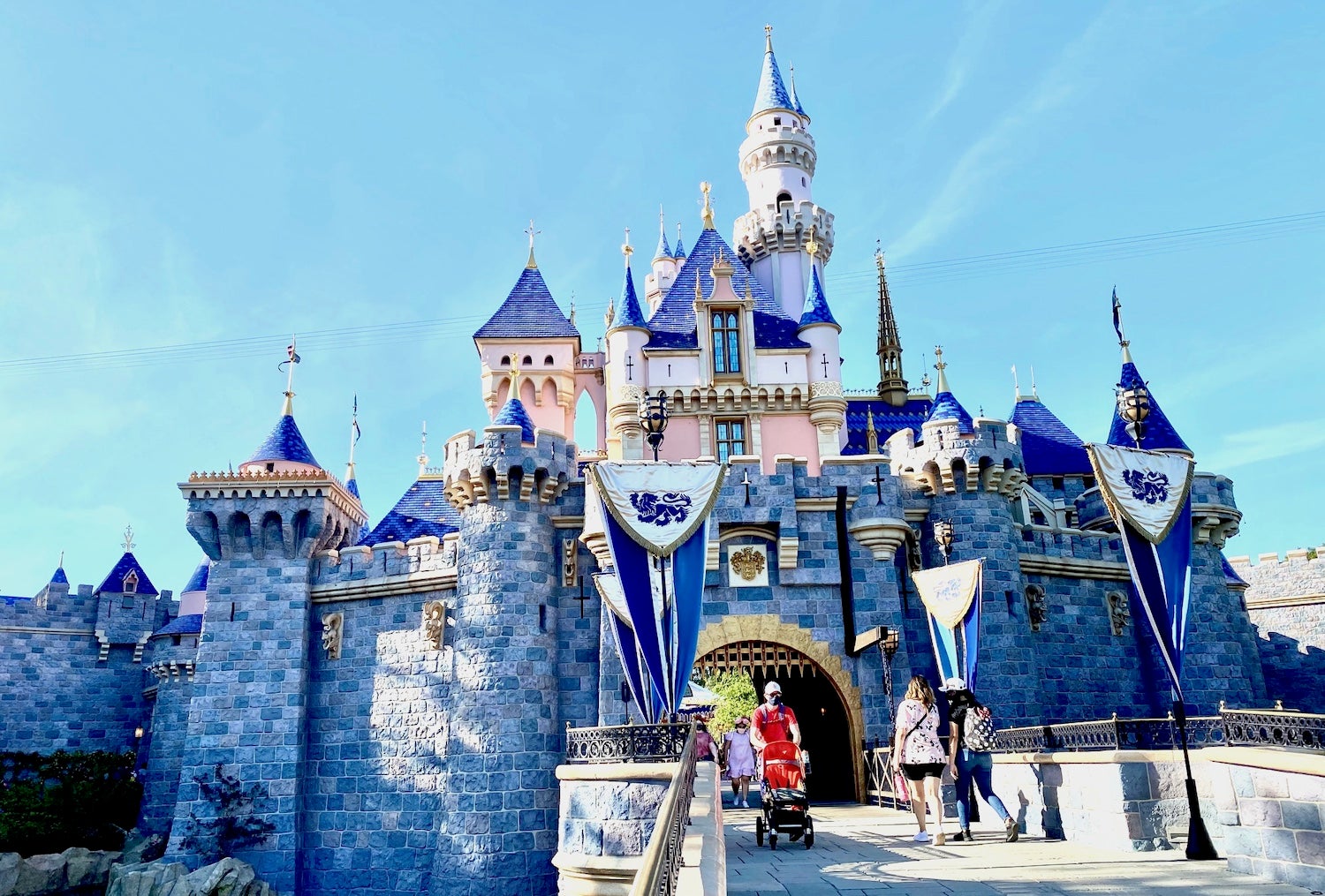 Disneyland Cinderella's Castle on reopening day