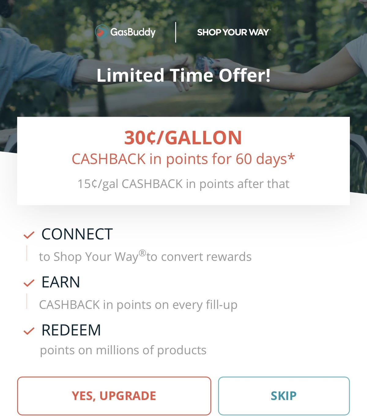 Earning Shop Your Way points on gas purchases with GasBuddy The