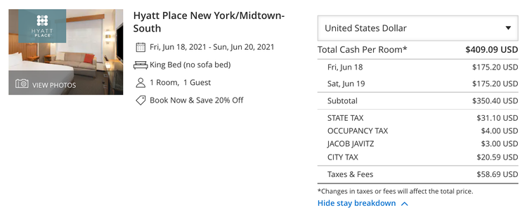 hotel tourist tax new york