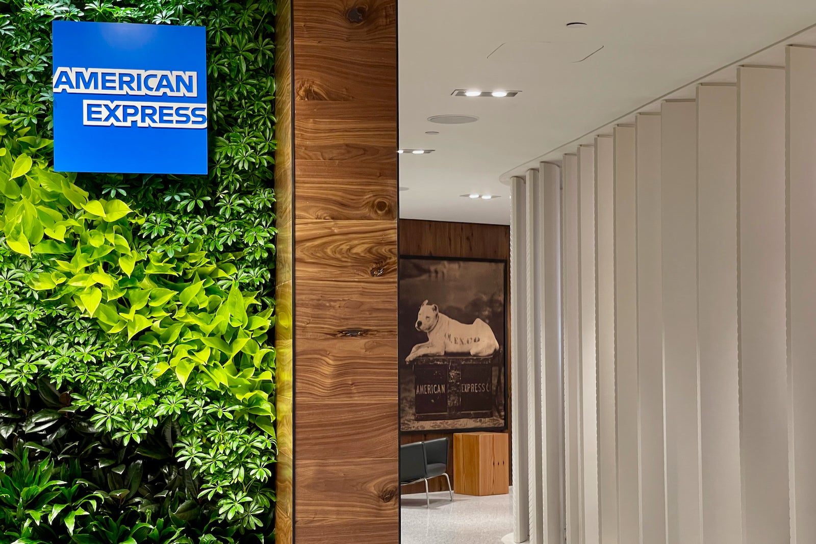 the entrance to an American Express lounge