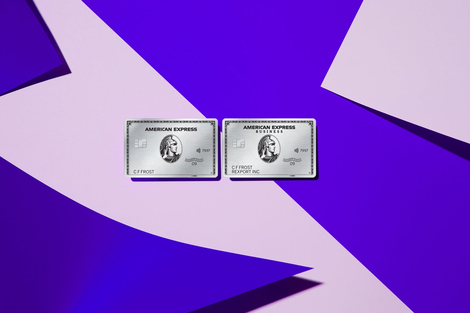 2 Credit cards against a multi-colored background