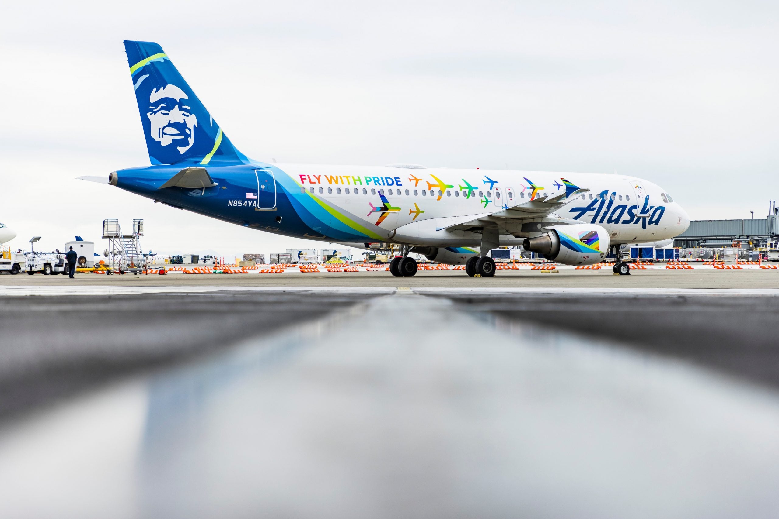Fly With Pride Alaska Airlines plane.