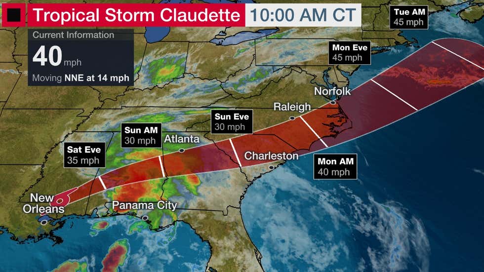 claudette tropical storm it reaches n.