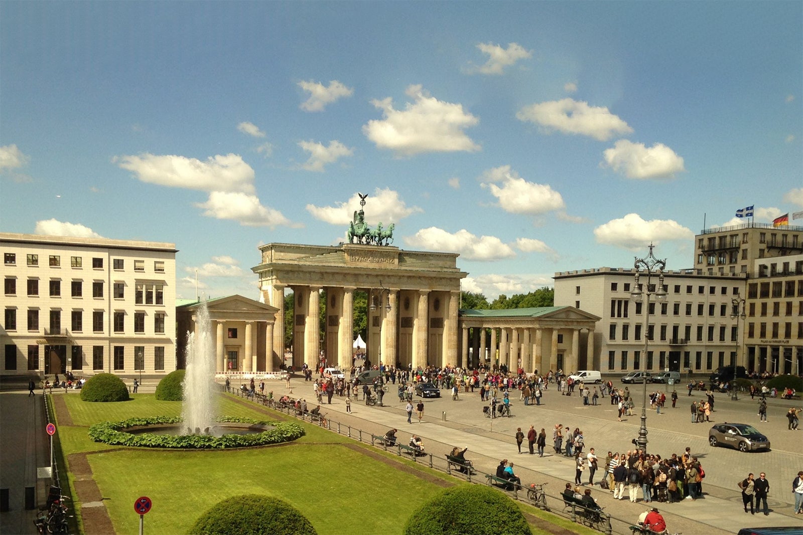 View of Brandenburg gate from the Adlon Kempinski hotel in Berlin.