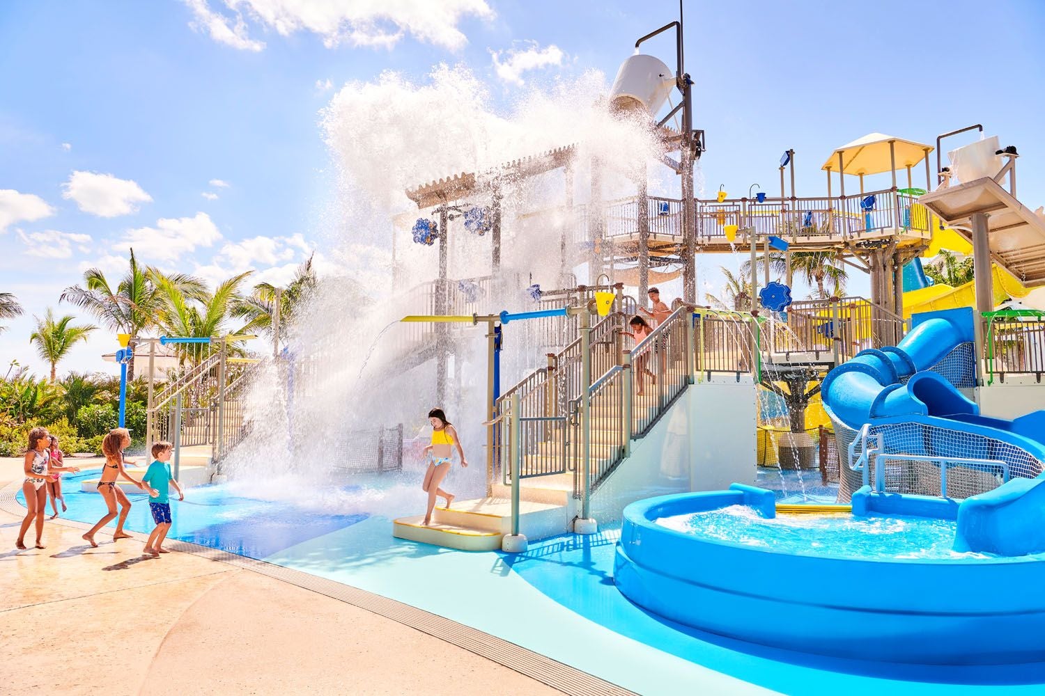 Children playing in water park