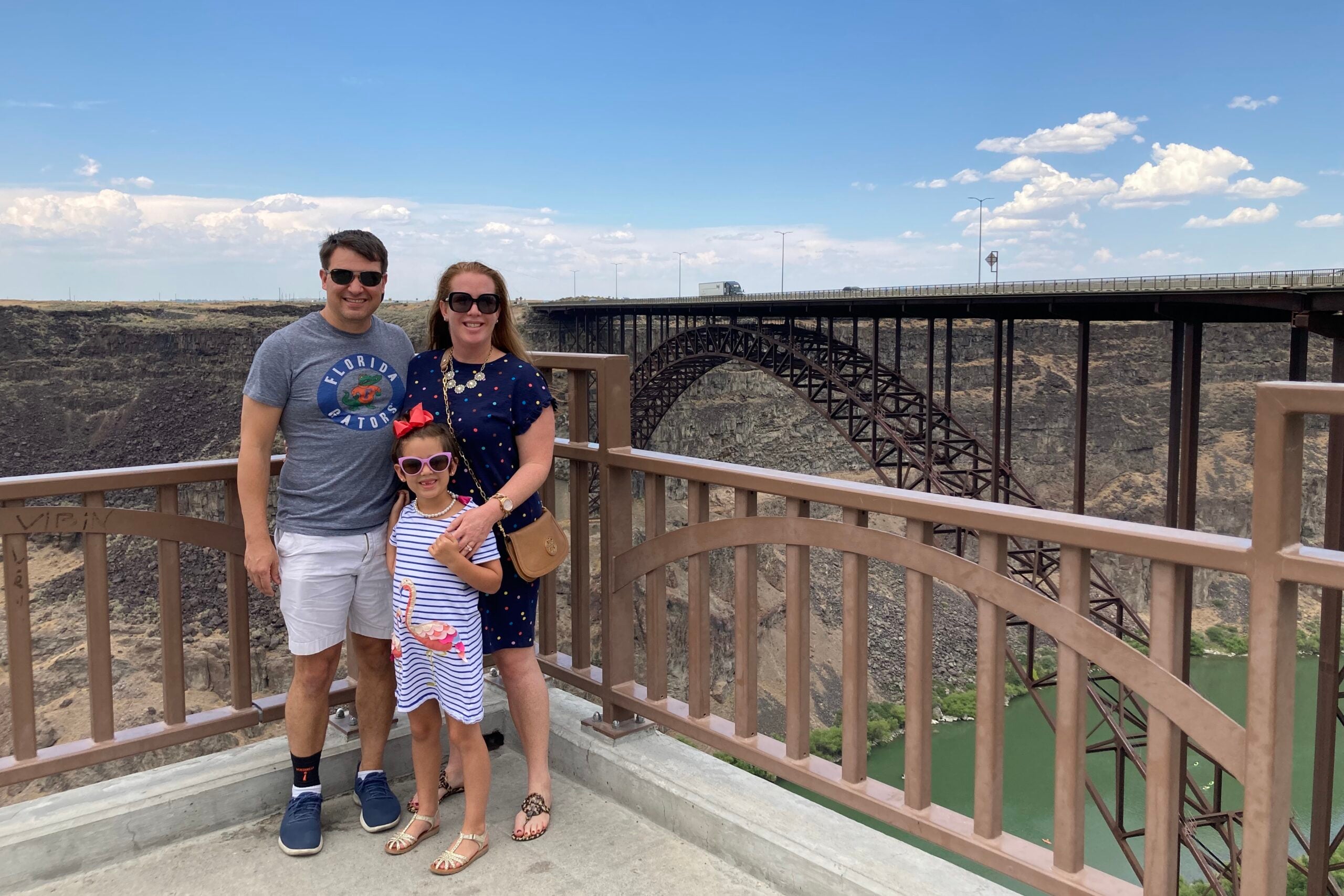 TPG editor Nick Ewen and his family in front of Perrine Bridge in Twin Falls, Idaho
