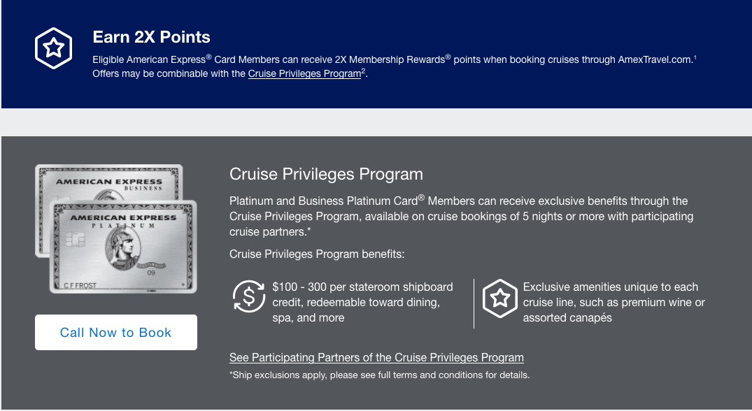 Enjoy shipboard credit, cruise perks with Amex Platinum and Amex's