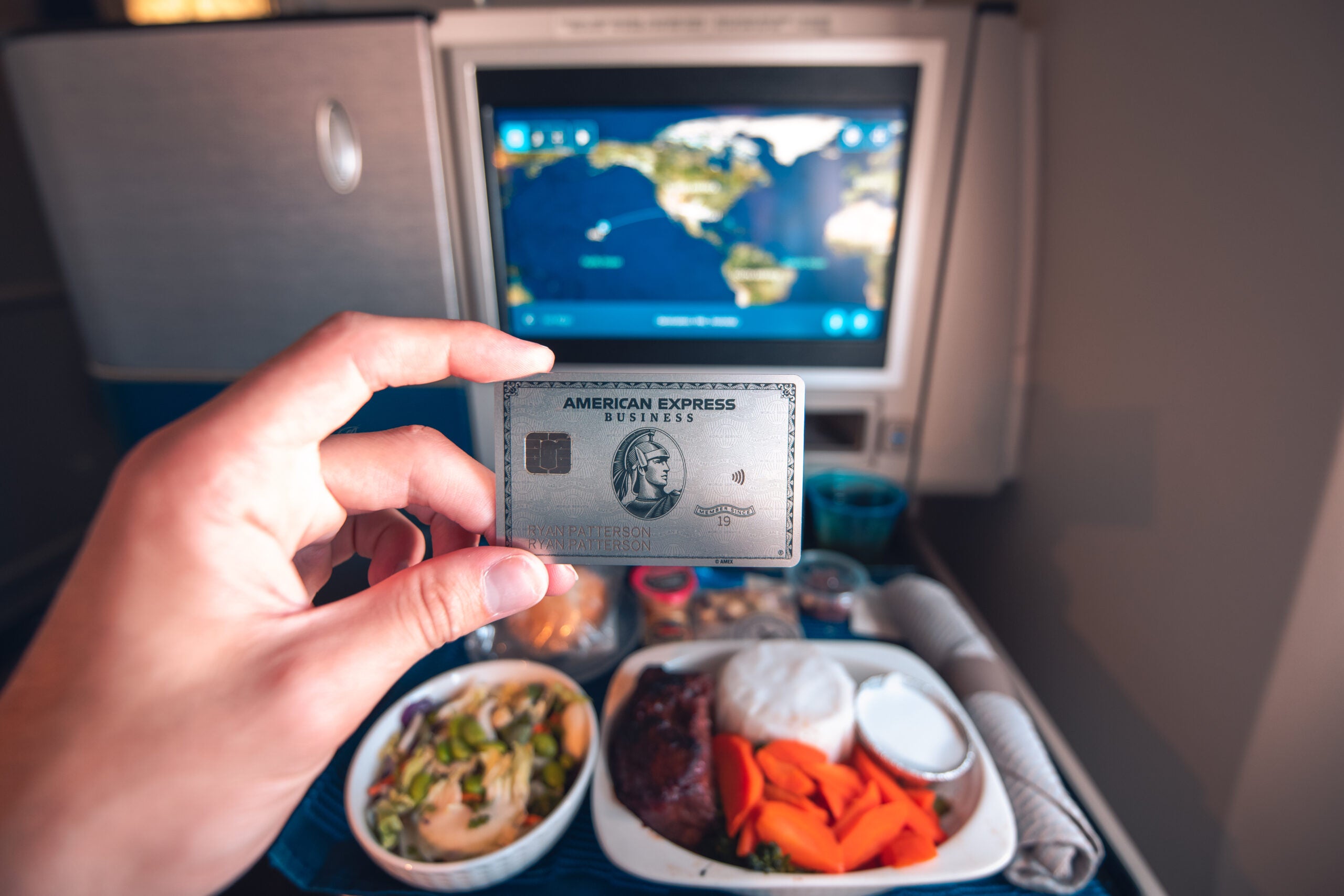 American Express Business Platinum onboard with United meal in business class