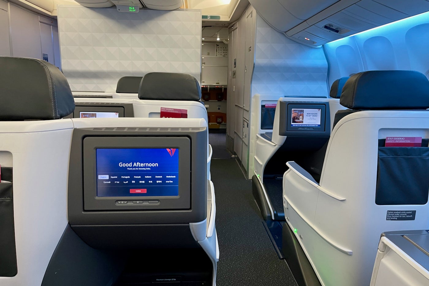 Onboard Delta's first retrofitted Boeing 767 with snazzy new cabins