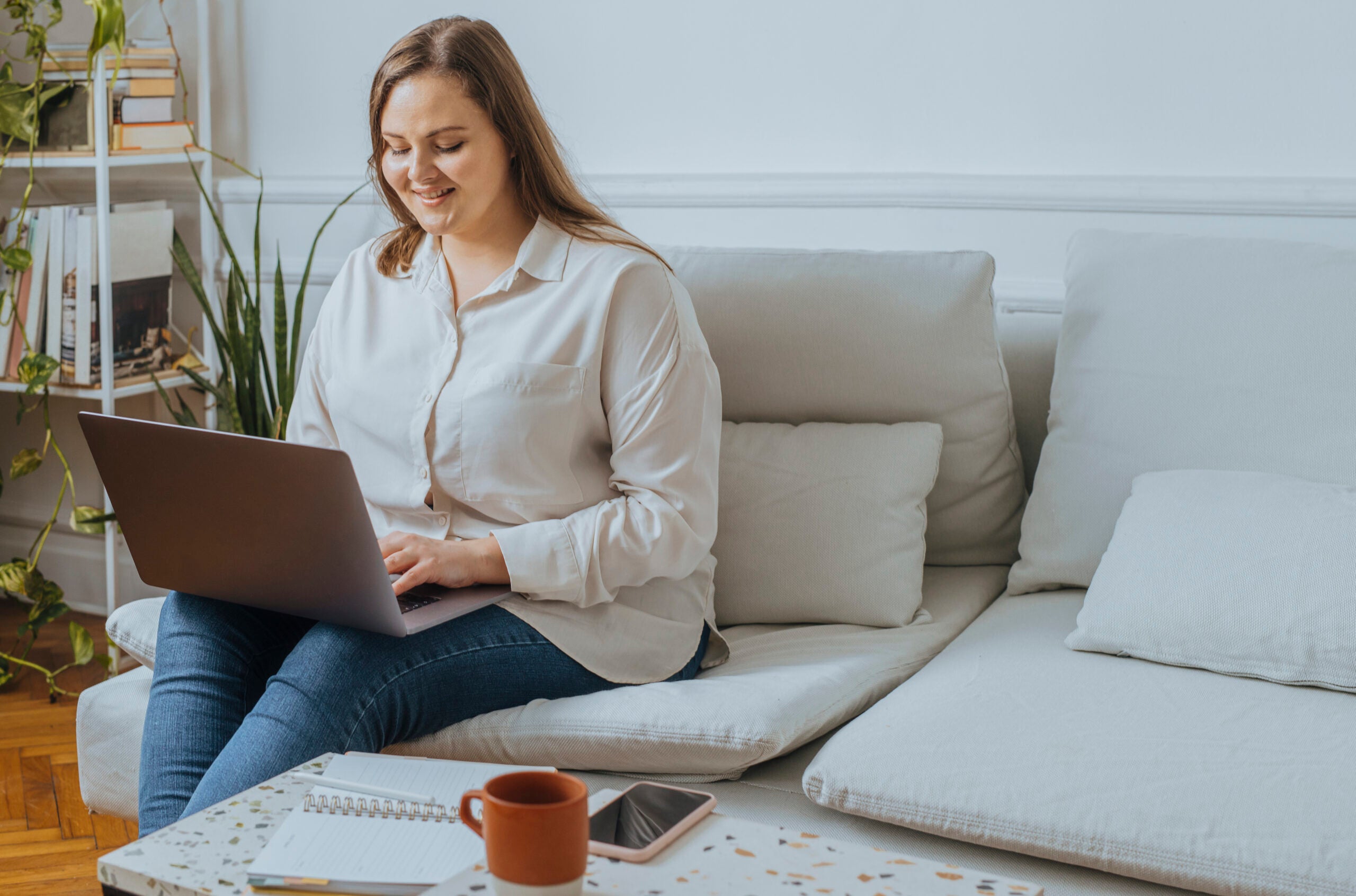 Woman Working on Her Laptop Computer at Home