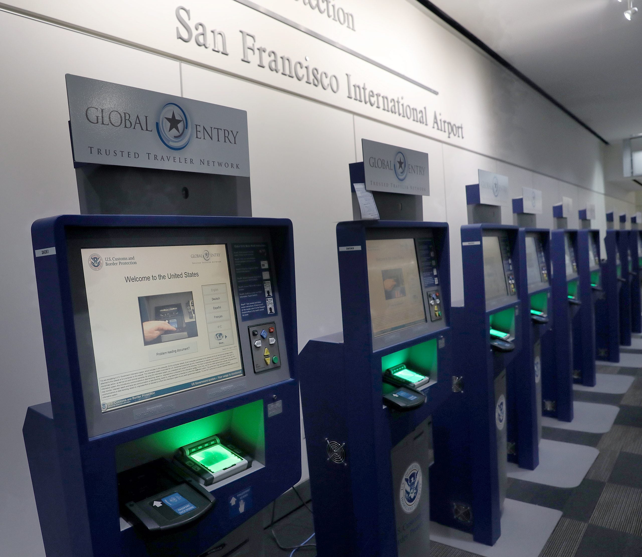 View of the Global Entry computers at the U.S. Customs and Border Protection in the San Francisco International airport on Thursday, July 26, 2018 in San Francisco, Calif.