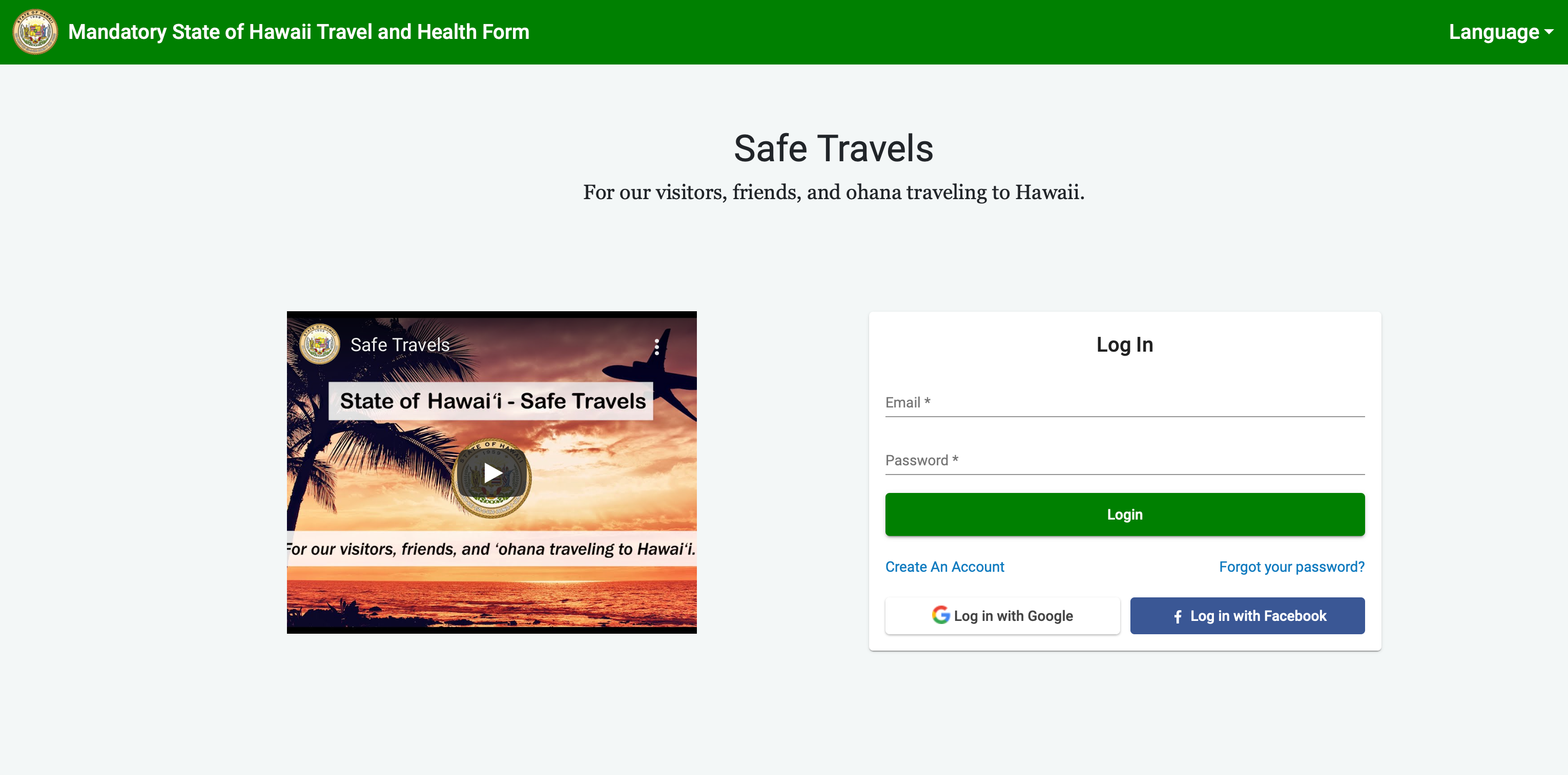 safe travels hawaii upload documents