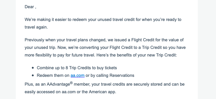 add travel credit american airlines