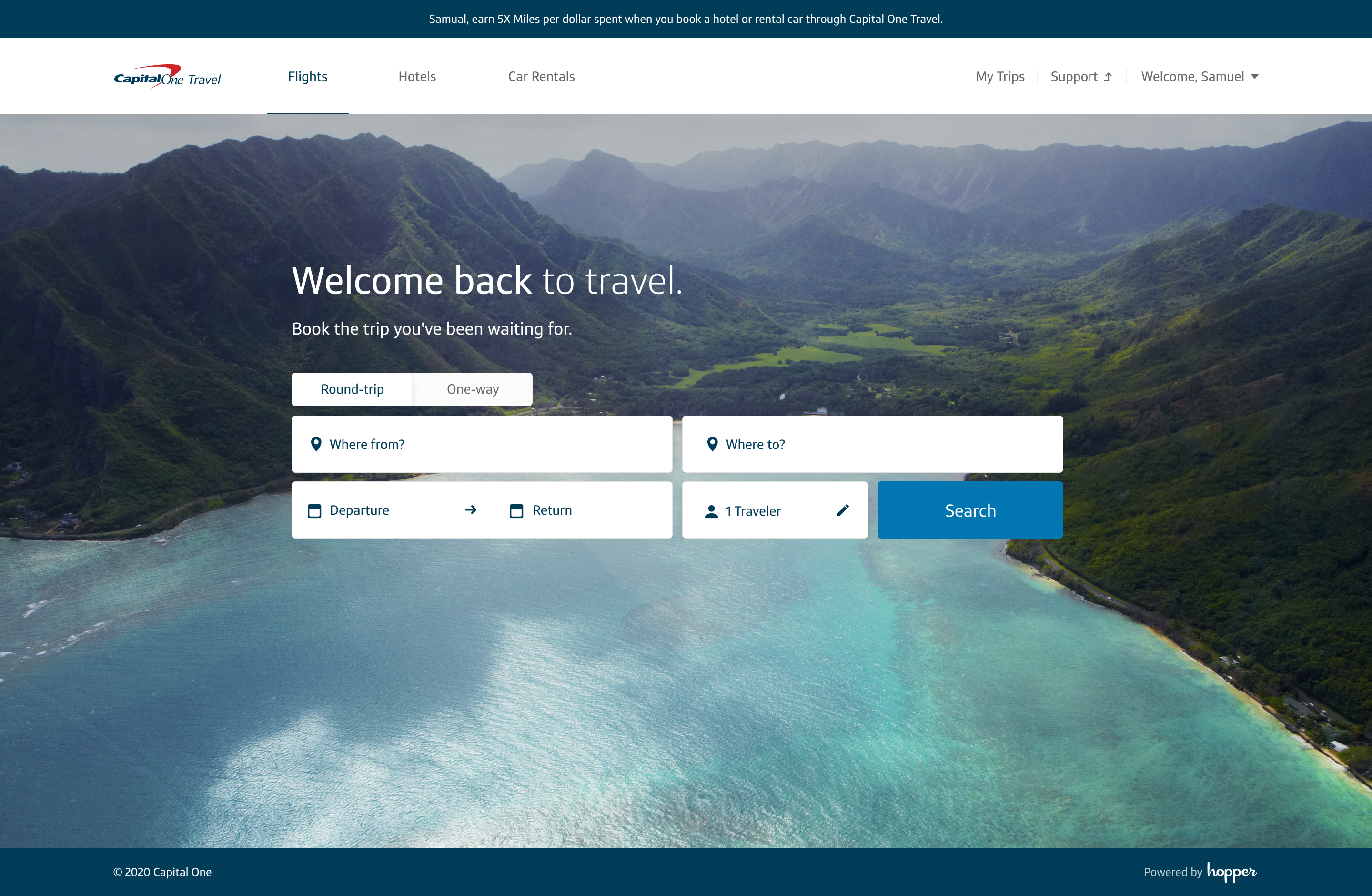 screenshot of a travel booking website