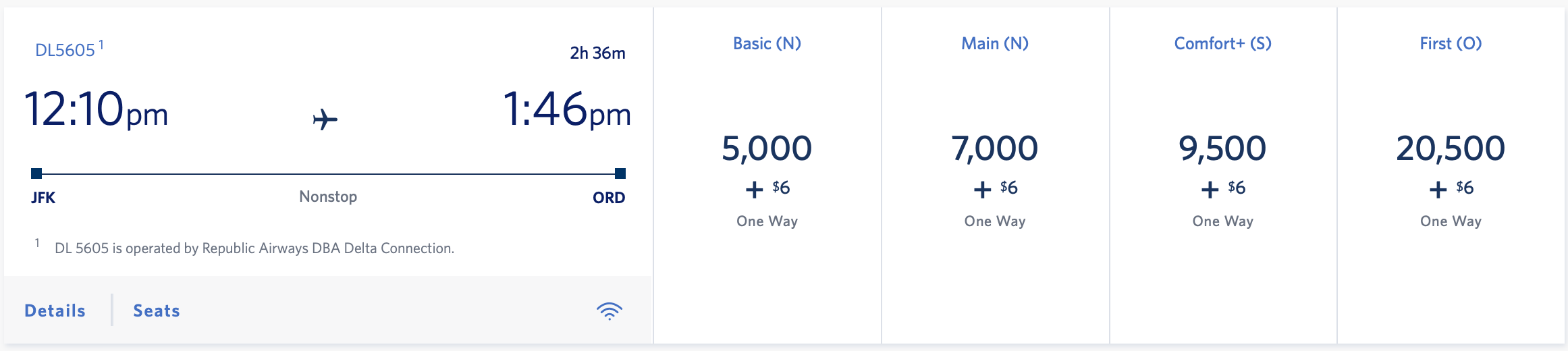 JFK to ORD SkyMiles award ticket